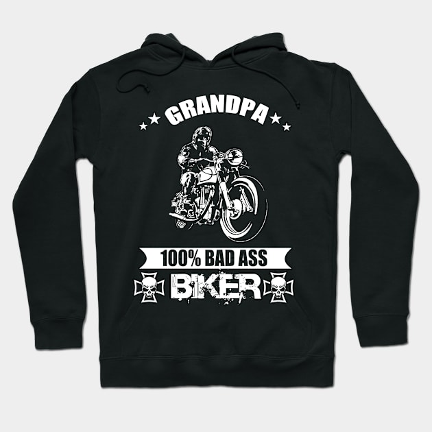 Grandpa 100% Badass Biker Hoodie by Marks Marketplace